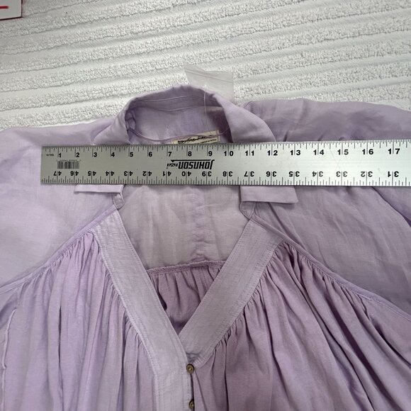 We The Free Womens Lavender Cotton Short Sleeve Oversized Top Blouse Medium NWOT - Picture 6 of 8